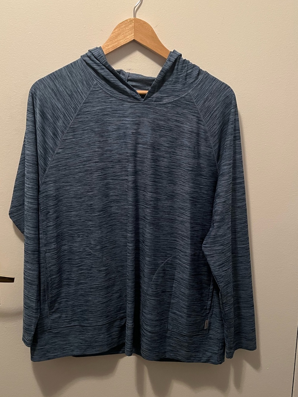 ✨ Eddie Bauer Blue Space Dye Lightweight Hoodie Pullover Top - Women's L